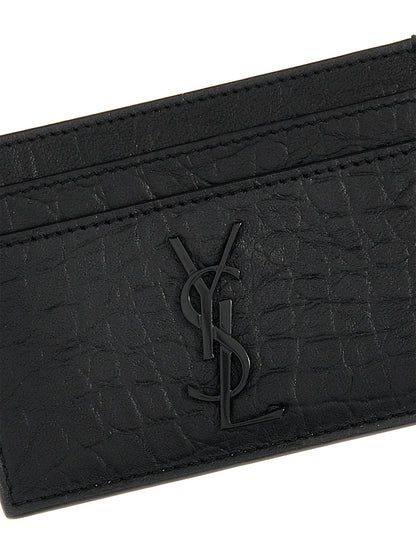 Cardholder Card Case by Saint Laurent for men in exotic skin leather black & print features a polished Cassandre Flash Exotic Skin Leather Cardholder Card Case design with polished card-organization.