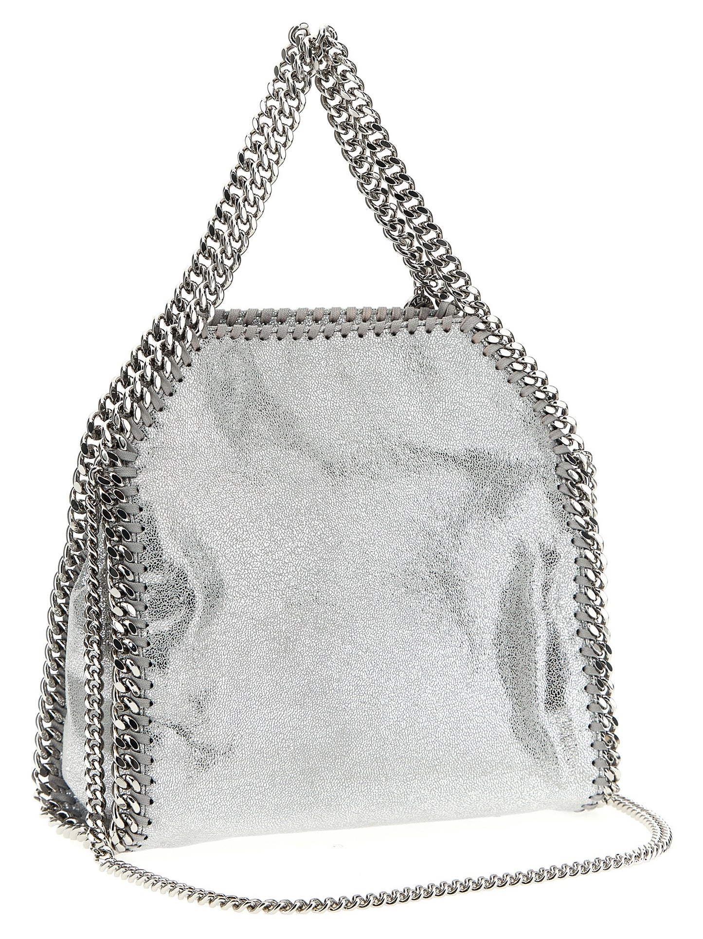 Mini Handbag by Stella McCartney for women in polyester silver features a contemporary silhouette, showcasing a secure , ample , and contemporary shoulder-strap & handle for a sophisticated look.