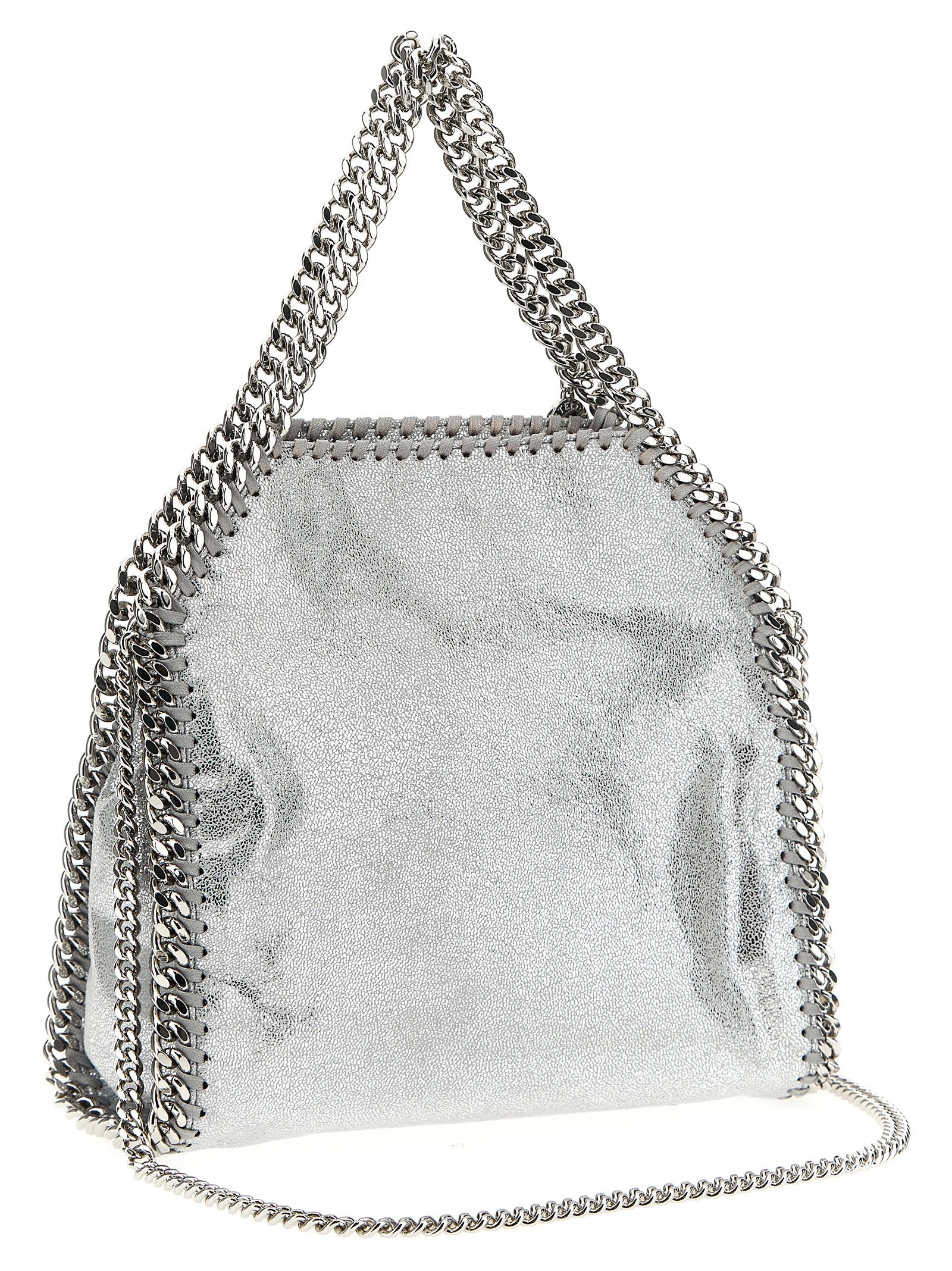 Mini Handbag by Stella McCartney for women in polyester silver features a contemporary silhouette, showcasing a secure , ample , and contemporary shoulder-strap & handle for a sophisticated look.