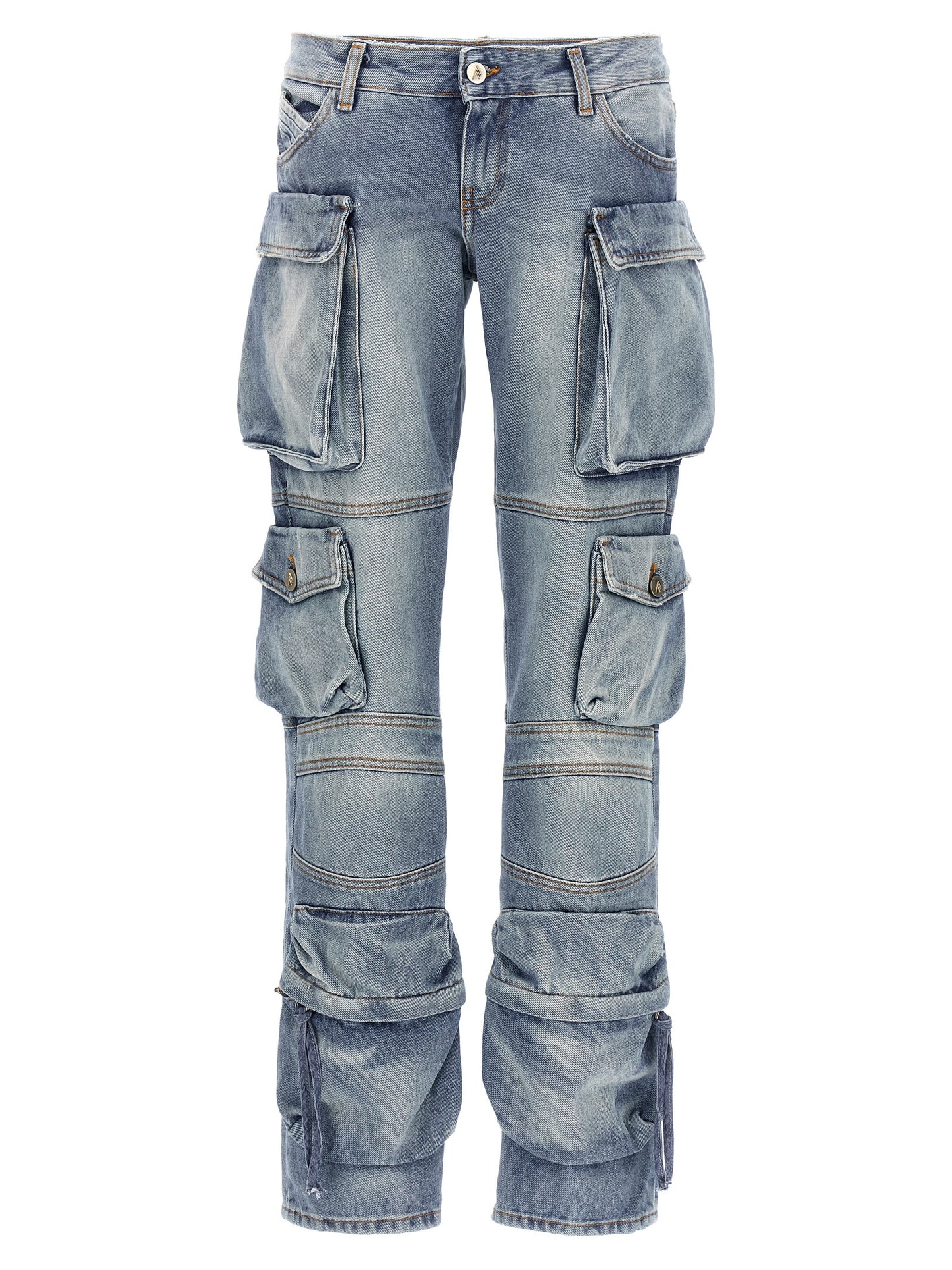Cargo Pants by The Attico for women in denim cotton light-blue features an smart casual skinny-leg & skinny and long, expertly tailored with a low rise and smart casual utilitarian details for a sophisticated look.