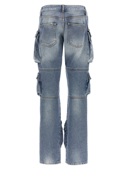 Cargo Pants by The Attico for women in denim cotton light-blue features a architectural skinny-leg & skinny with a architectural long and architectural low rise.