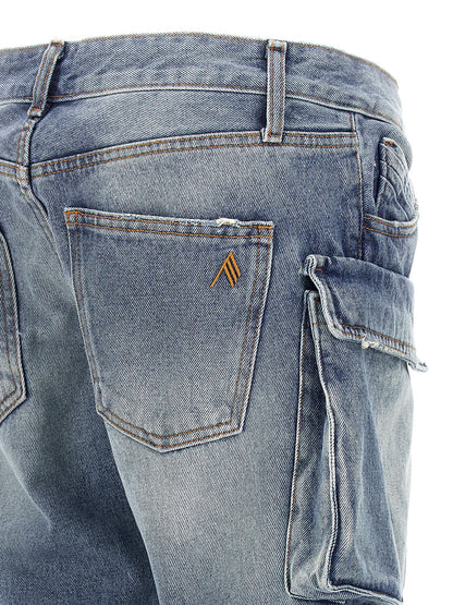 Cargo Pants by The Attico for women in denim cotton light-blue presents a on trend silhouette, artfully finished with a on trend skinny-leg & skinny, long, and low rise for a sophisticated look.