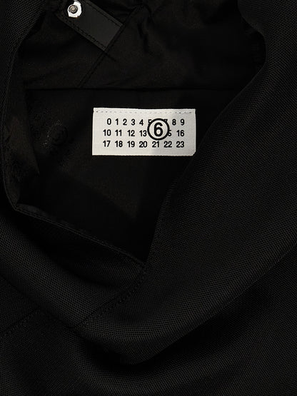 Shoulder Bag by MM6 Maison Margiela for women in polyester black & signature presents a versatile silhouette, showcasing a secure and versatile with versatile shoulder-strap for a sophisticated look.