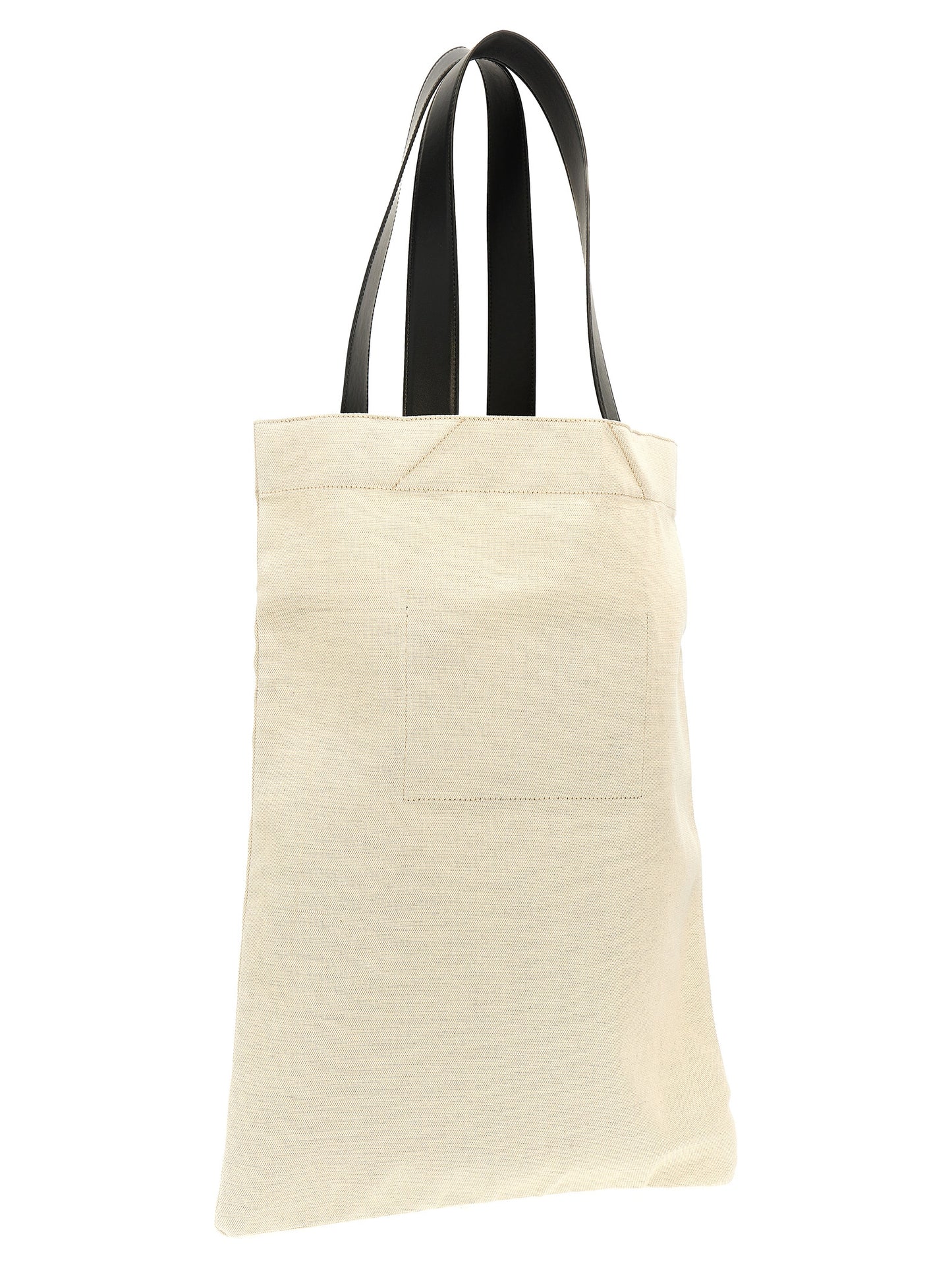 Large Shopper Tote Bag by Jil Sander for women in linen poly cotton canvas & leather bicolour, black, white & print features a urban sophisticate City Linen Poly Cotton Canvas & Leather Large Shopper Tote Bag design with a secure , ample , and versatile handle for a urban sophisticate finish.