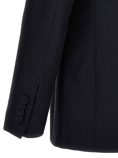 Blazer by Etro for men in wool cotton blue & jacquard showcases a discerning silhouette, elegantly detailed with a sophisticated and premium for a truly discerning finish.