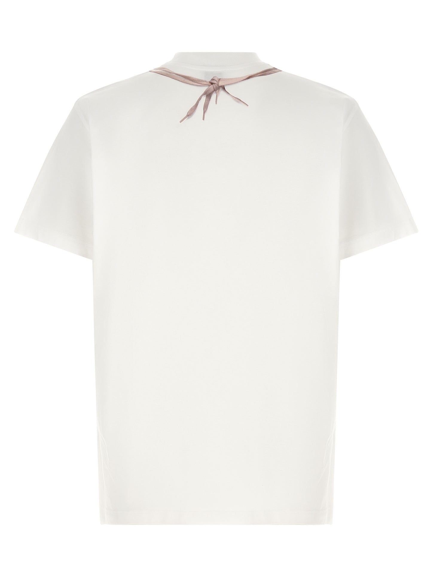 T-Shirt by Moschino for men in organic cotton white & print showcases a dramatic silhouette, elegantly detailed with a dramatic crew neckline and for a truly dramatic finish.
