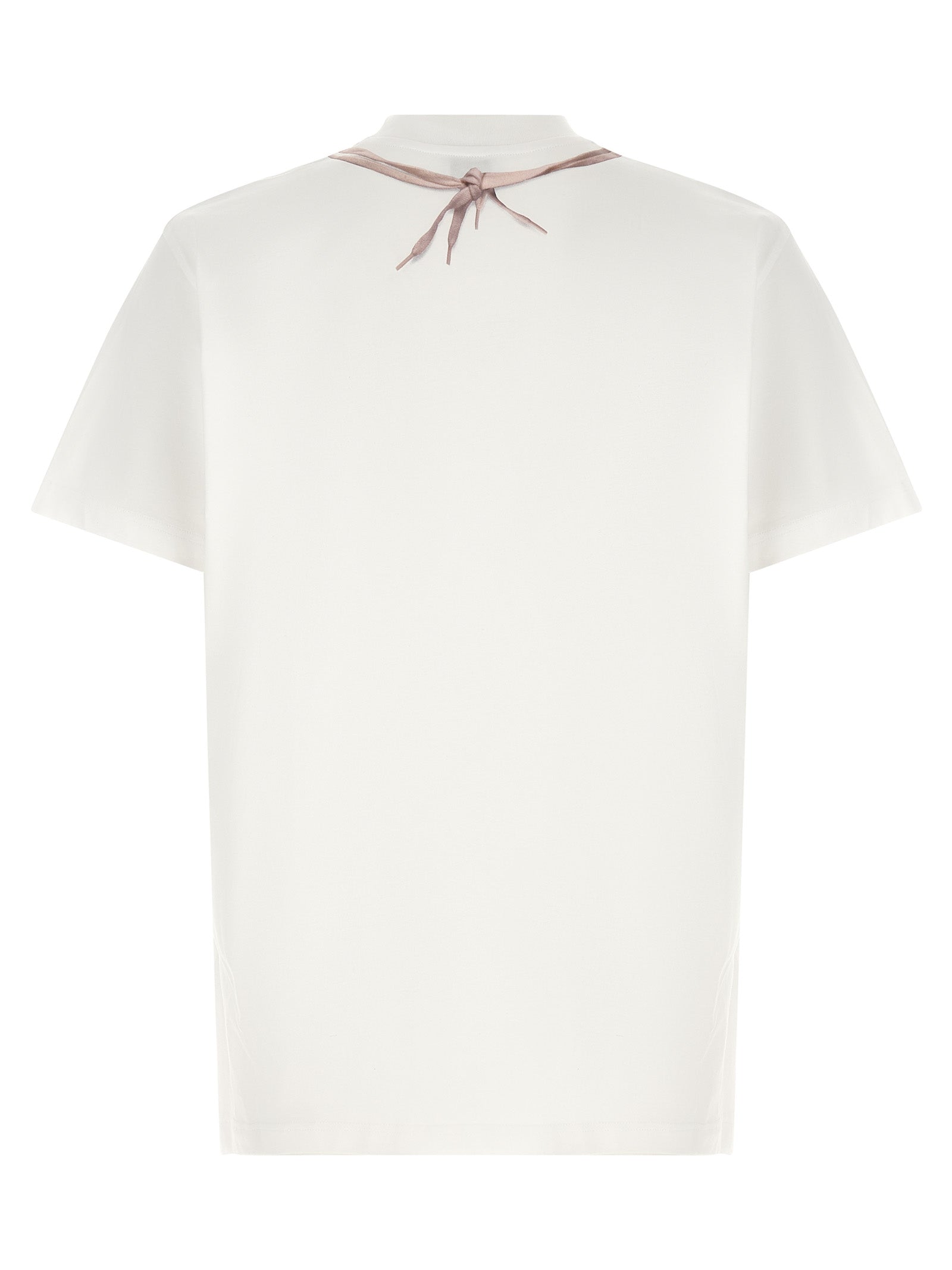 T-Shirt by Moschino for men in organic cotton white & print showcases a dramatic silhouette, elegantly detailed with a dramatic crew neckline and for a truly dramatic finish.