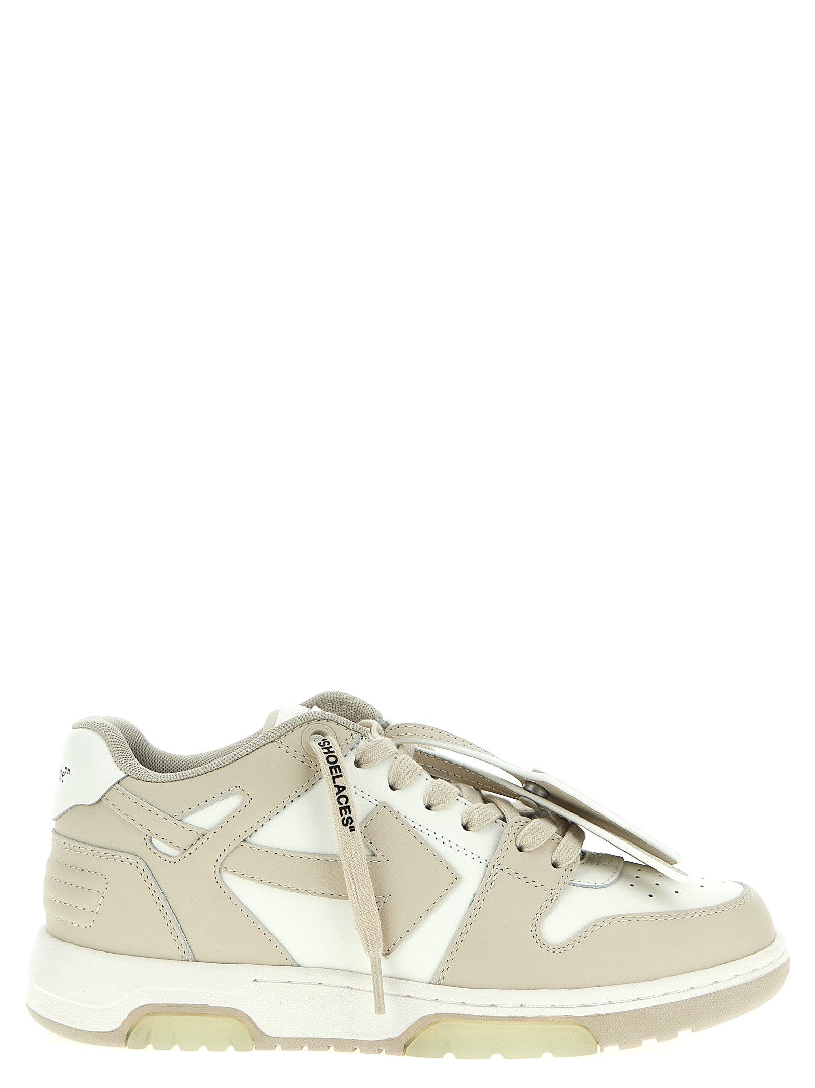 Sneakers by Off-White for women in polyester & calfskin leather beige & white features an timeless silhouette from the Women's Low Top Polyester & Calfskin Leather Sneakers collection, showcasing a signature low-top style with an timeless finish.