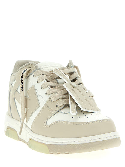 Sneakers by Off-White for women in polyester & calfskin leather beige & white presents a impeccable silhouette as Women's Low Top Polyester & Calfskin Leather Sneakers, expertly defined by a impeccable low-top style for a impeccable, high-fashion look.