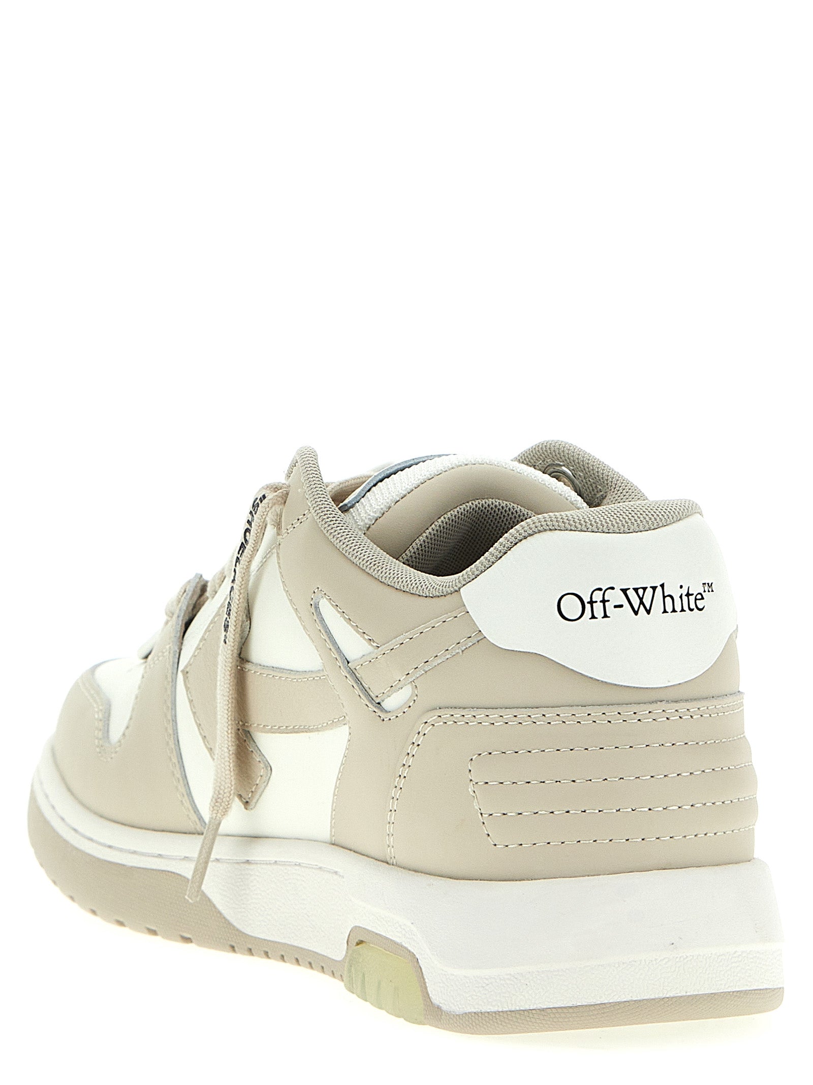 Sneakers by Off-White for women in polyester & calfskin leather beige & white presents a on trend silhouette from the Women's Low Top Polyester & Calfskin Leather Sneakers collection, showcasing a on trend low-top style for an elevated aesthetic.