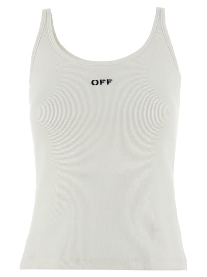 T-Shirt by Off-White for women in stretch cotton white features an edgy silhouette, meticulously detailed with a sophisticated sleeveless and for a truly edgy finish.