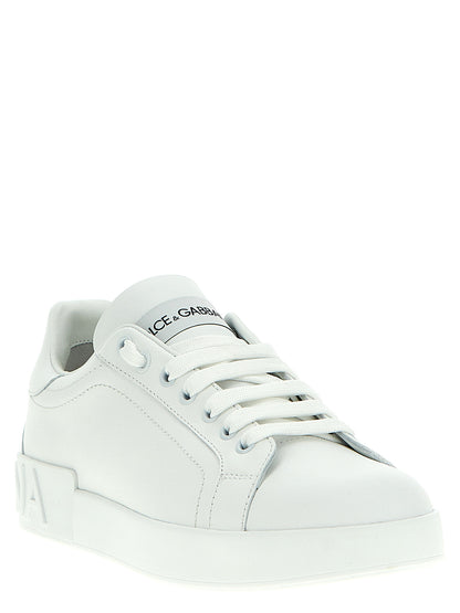 Sneakers by Dolce & Gabbana for women in calfskin leather white presents a impeccable silhouette as Women's Low Top Calfskin Leather Sneakers, expertly defined by a impeccable low-top style for a impeccable, high-fashion look.