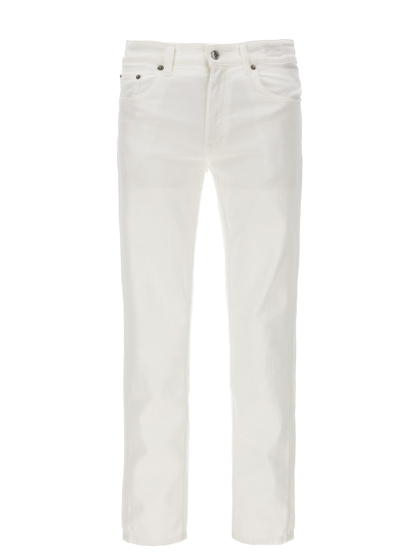 Jeans by Department 5 for men in stretch denim cotton white & signature features a polished silhouette with a polished straight-leg, reaching a polished long and finished with a polished .