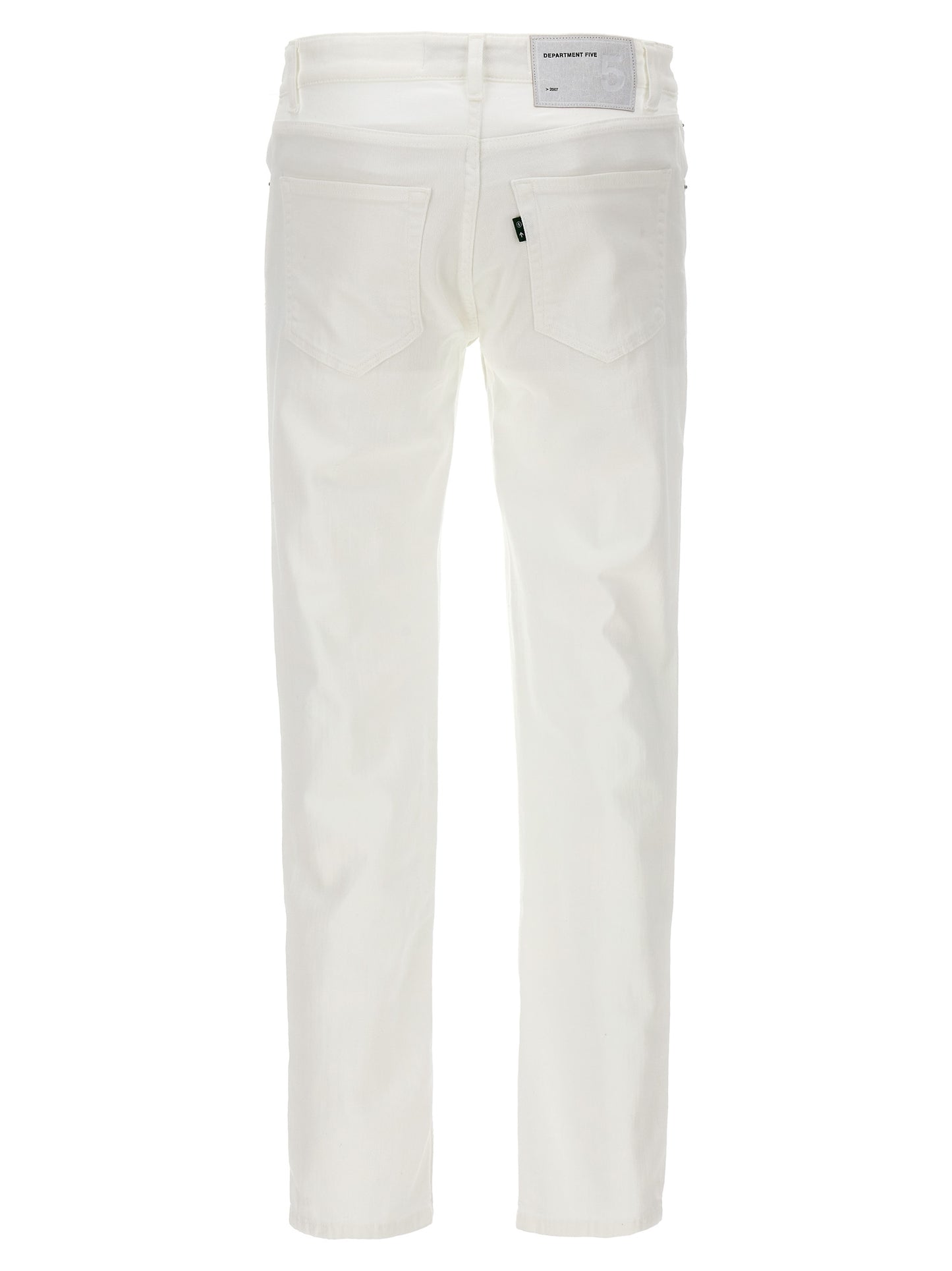 Jeans by Department 5 for men in stretch denim cotton white & signature features an sartorial straight-leg and long with a cut for a sartorial finish.