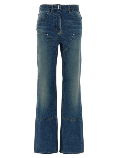 Givenchy Women's Flared Regular Fit Wide Denim Cotton Jeans - Blue