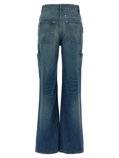 Givenchy Women's Flared Regular Fit Wide Denim Cotton Jeans - Blue