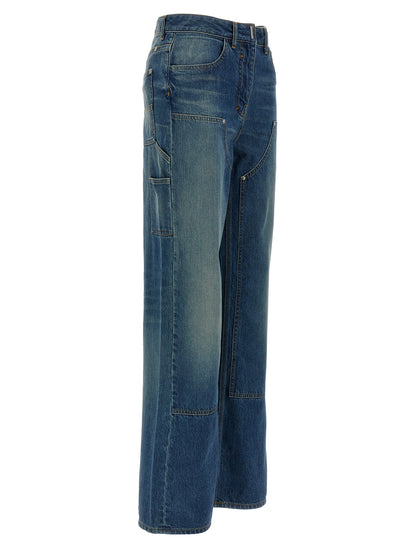 Givenchy Women's Flared Regular Fit Wide Denim Cotton Jeans - Blue