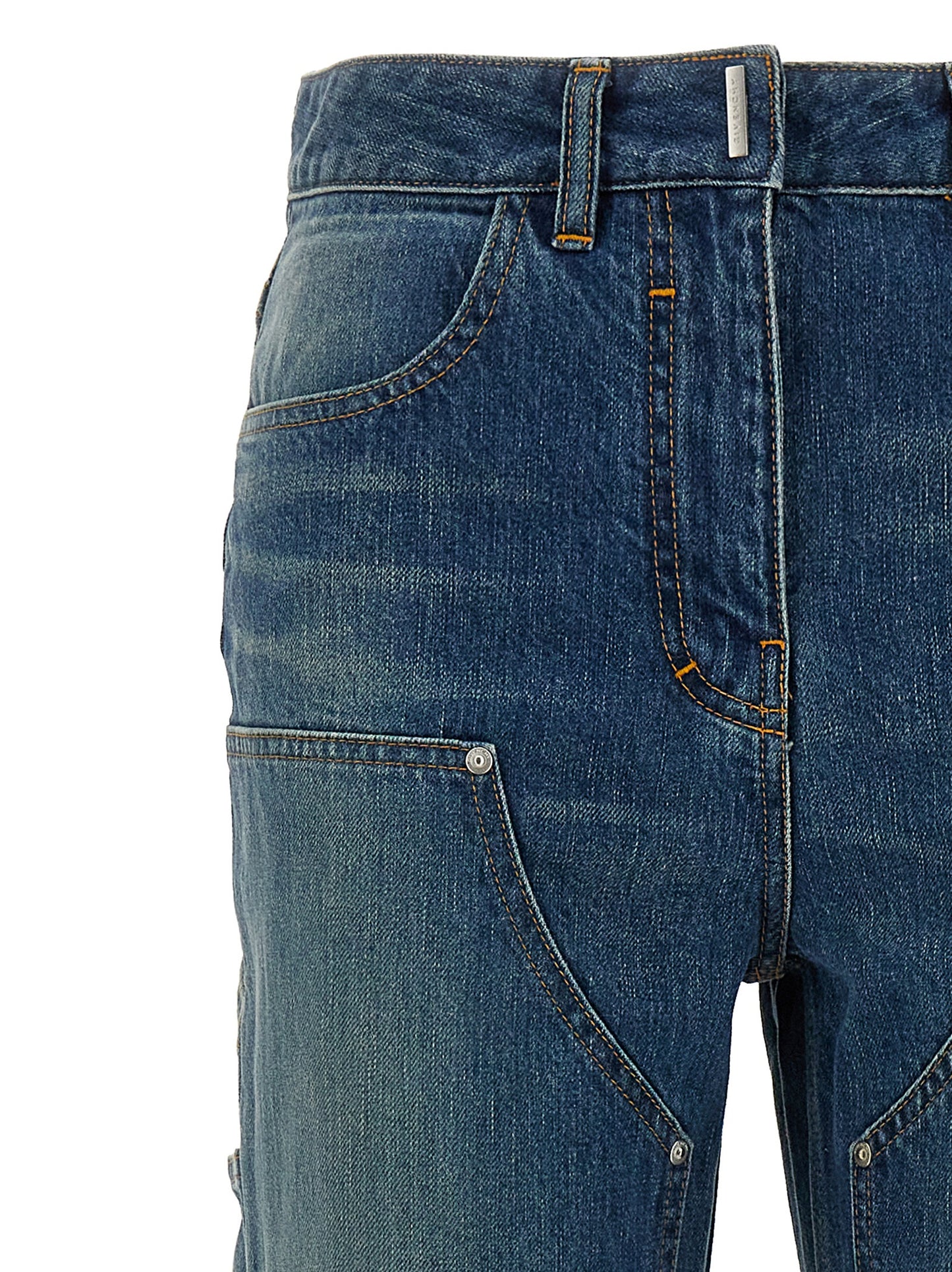 Givenchy Women's Flared Regular Fit Wide Denim Cotton Jeans - Blue