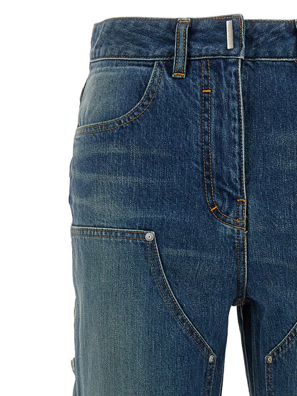 Givenchy Women's Flared Regular Fit Wide Denim Cotton Jeans - Blue