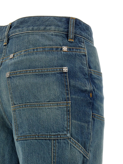 Givenchy Women's Flared Regular Fit Wide Denim Cotton Jeans - Blue