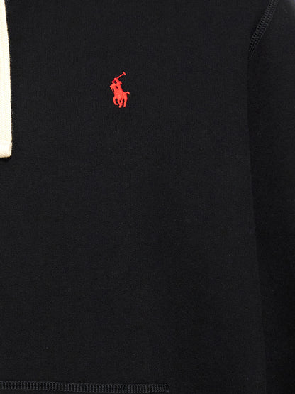 Sweatshirt Hoodie by Polo Ralph Lauren for men in cotton polyester black & signature features a edgy silhouette, detailed with a edgy hooded neckline and for a refined finish.