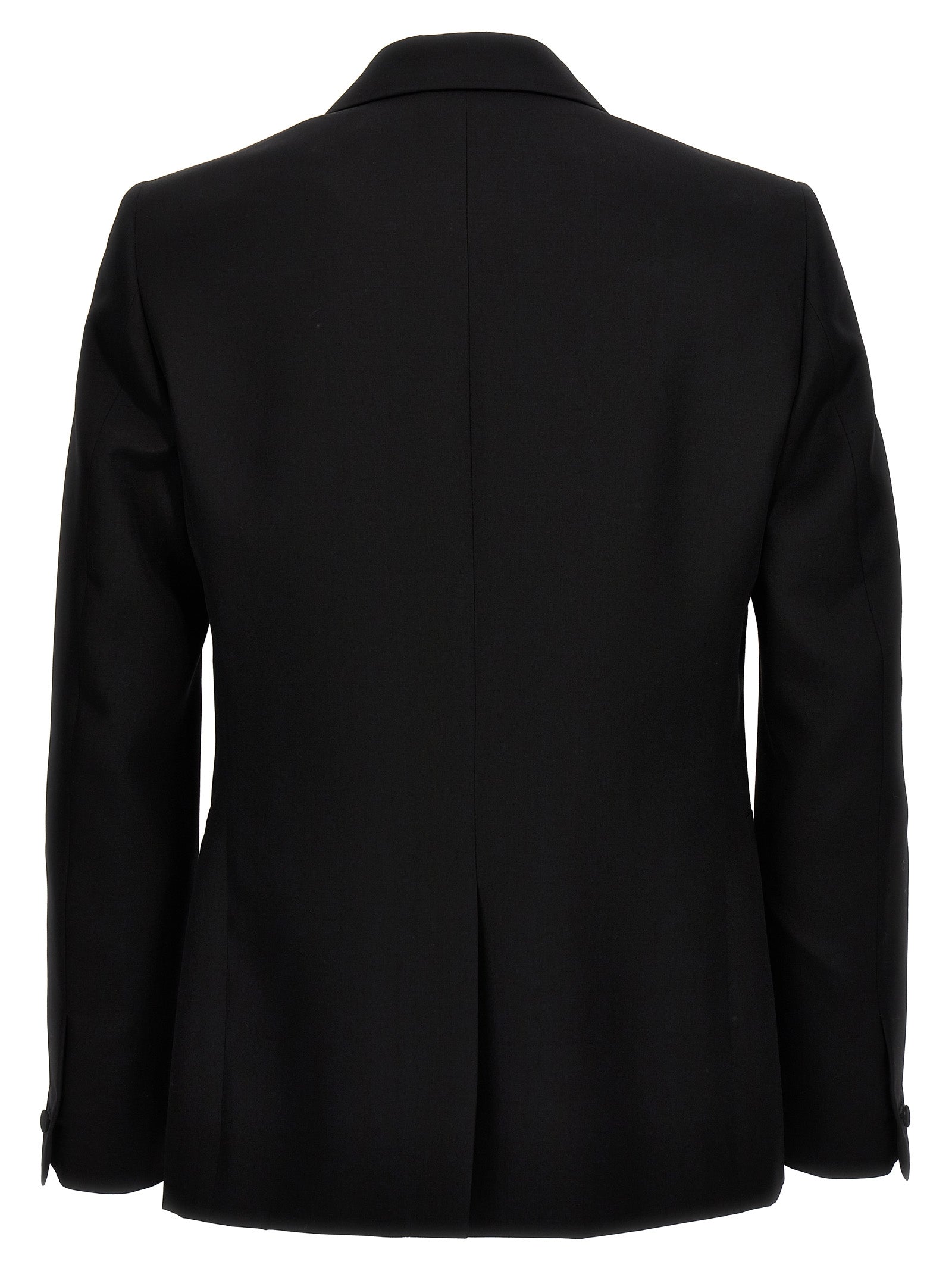 Blazer by Givenchy for men in satin wool black features an crisp silhouette with sophisticated and a crisp lapel peak-lapel neckline for a truly crisp finish.