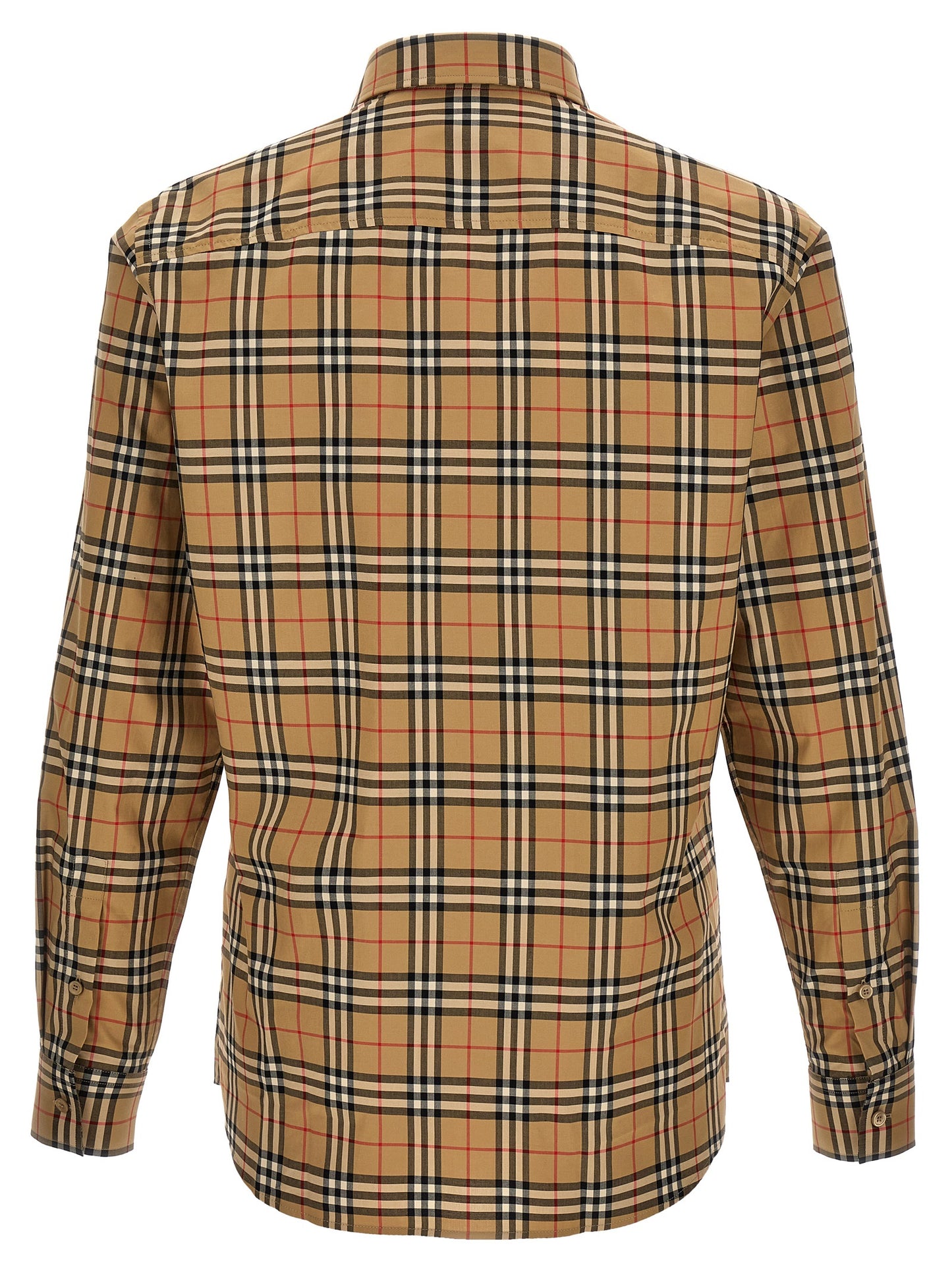 Shirt by Burberry for men in cotton beige, signature & print features an architectural silhouette with a refined and elegant for a architectural look.