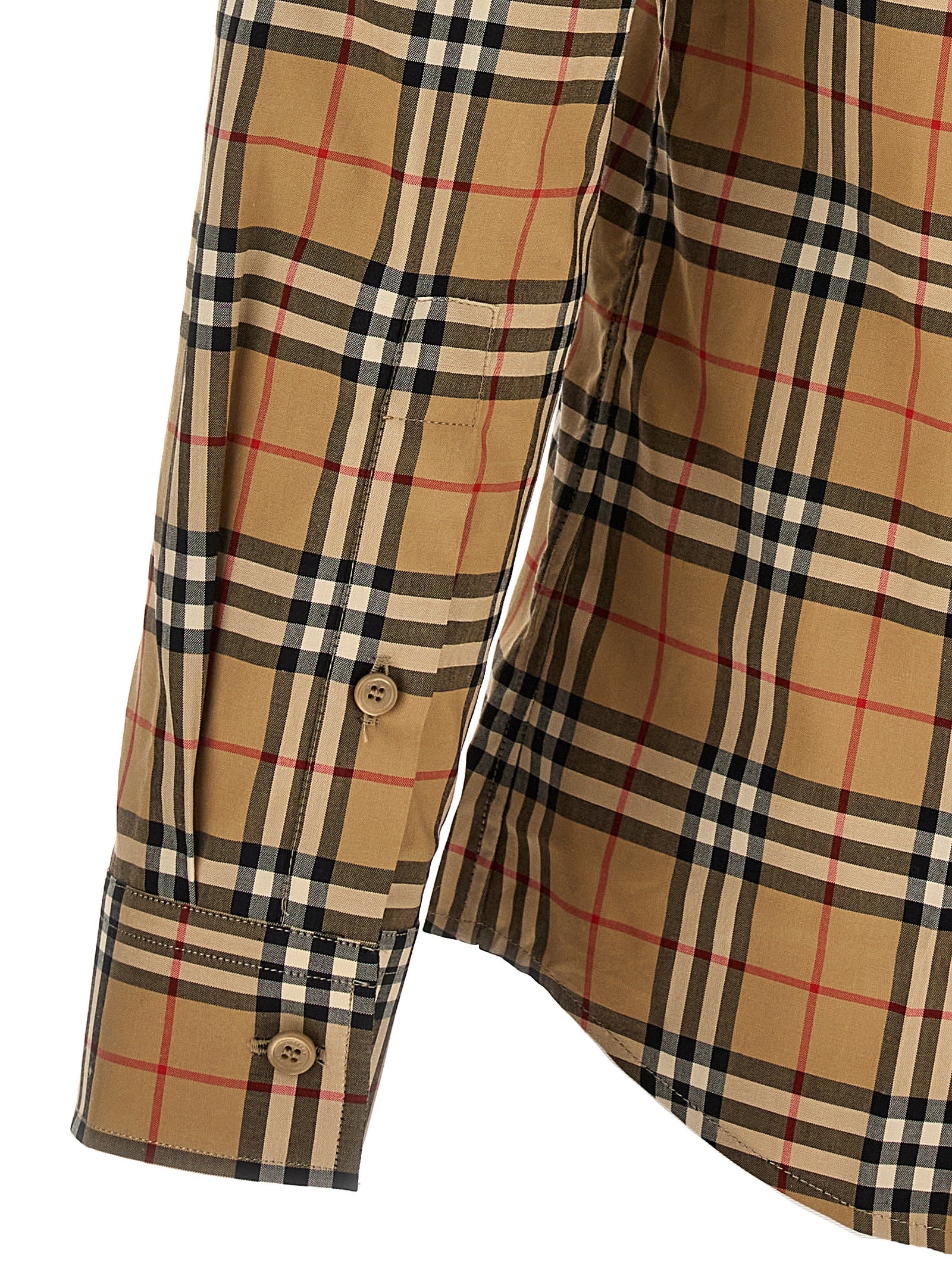 Shirt by Burberry for men in cotton beige, signature & print showcases a sharp silhouette, elegantly detailed with a sharp and sharp .