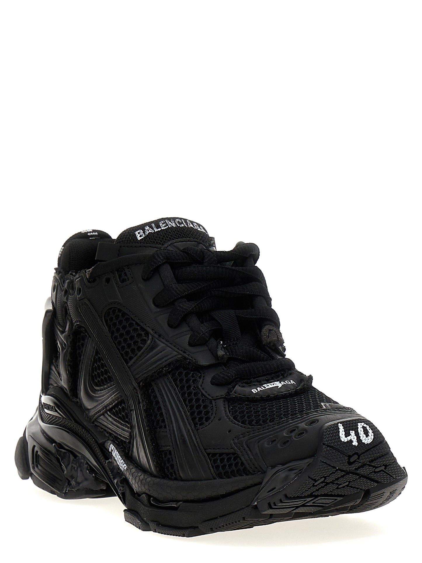 Athletic Sneakers by Balenciaga for men in polyester & polyurethane gradient & black showcases a architectural silhouette, artfully capturing the essence of the Men's Athletic Polyester & Polyurethane Sneakers with its signature architectural athletic style construction.