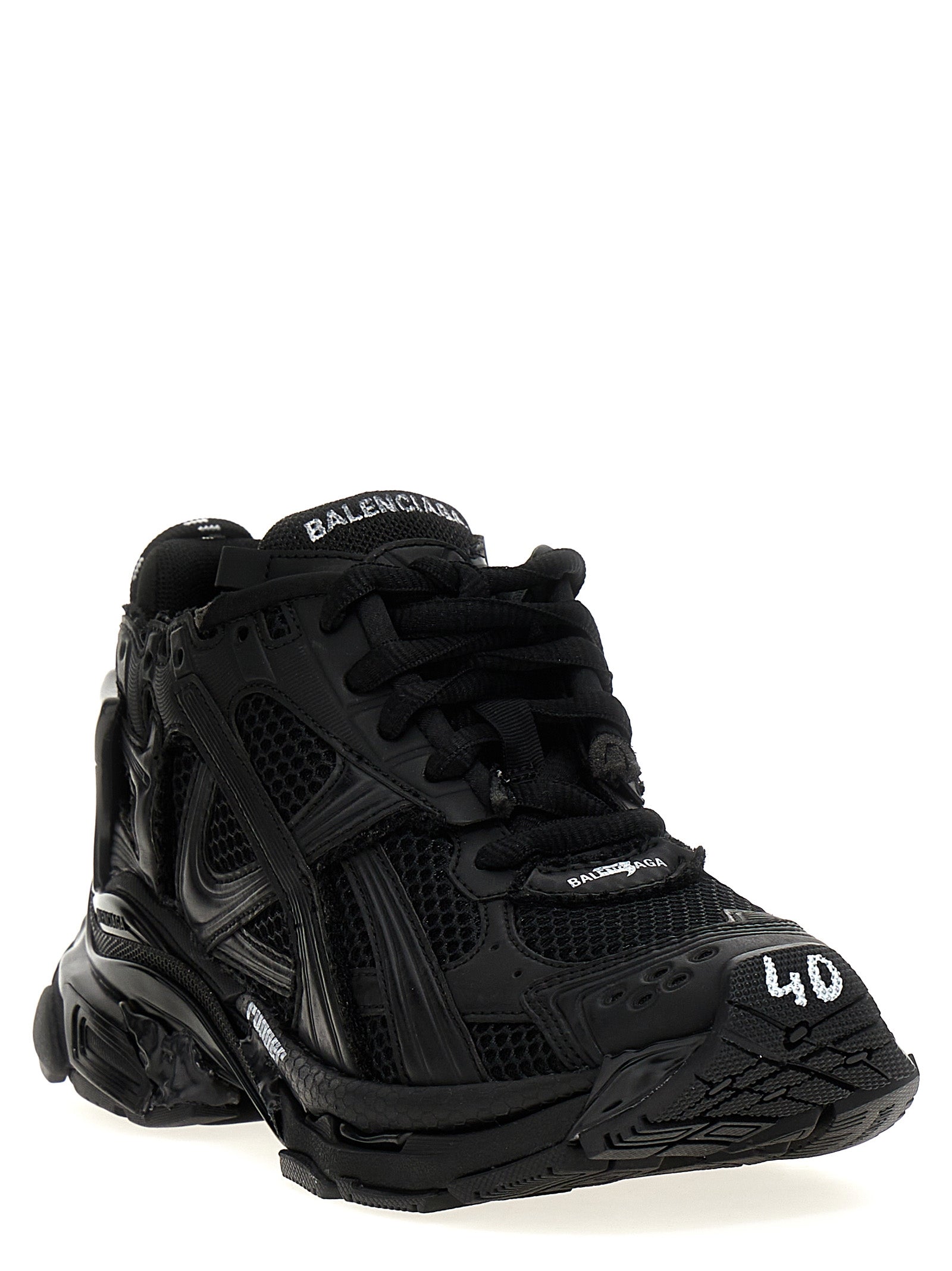 Athletic Sneakers by Balenciaga for men in polyester & polyurethane gradient & black showcases a architectural silhouette, artfully capturing the essence of the Men's Athletic Polyester & Polyurethane Sneakers with its signature architectural athletic style construction.