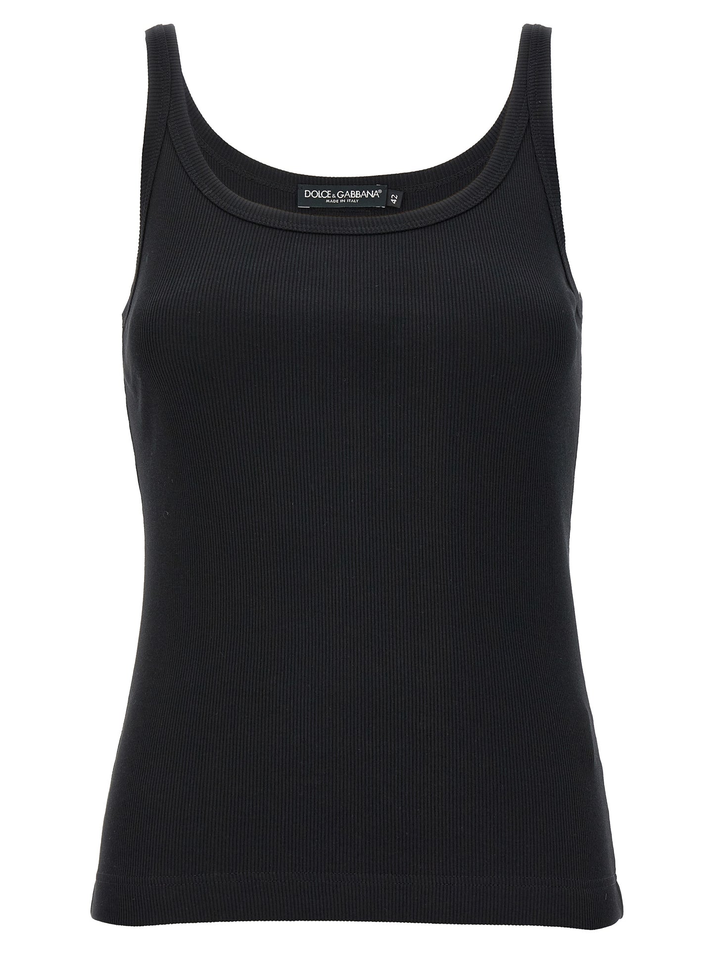 Tank Top by Dolce & Gabbana for women in cotton black showcases a sublime silhouette, with sleeveless and scoop neckline details for a sublime finish.