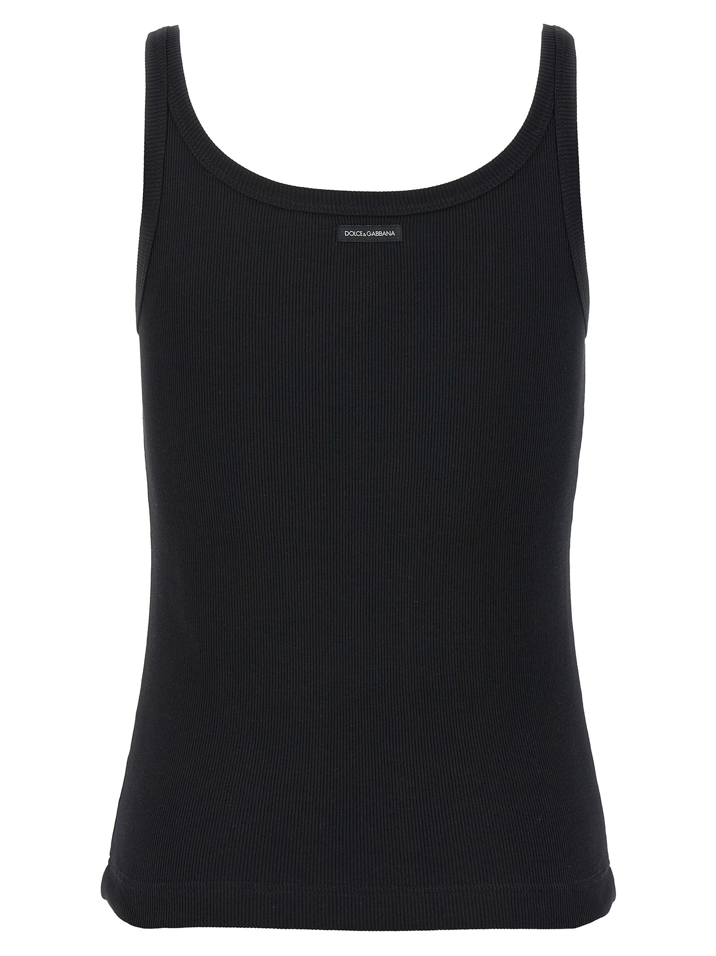 Tank Top by Dolce & Gabbana for women in cotton black showcases a meticulous silhouette, artfully finished with a meticulous scoop neckline and for a sophisticated, meticulous look.