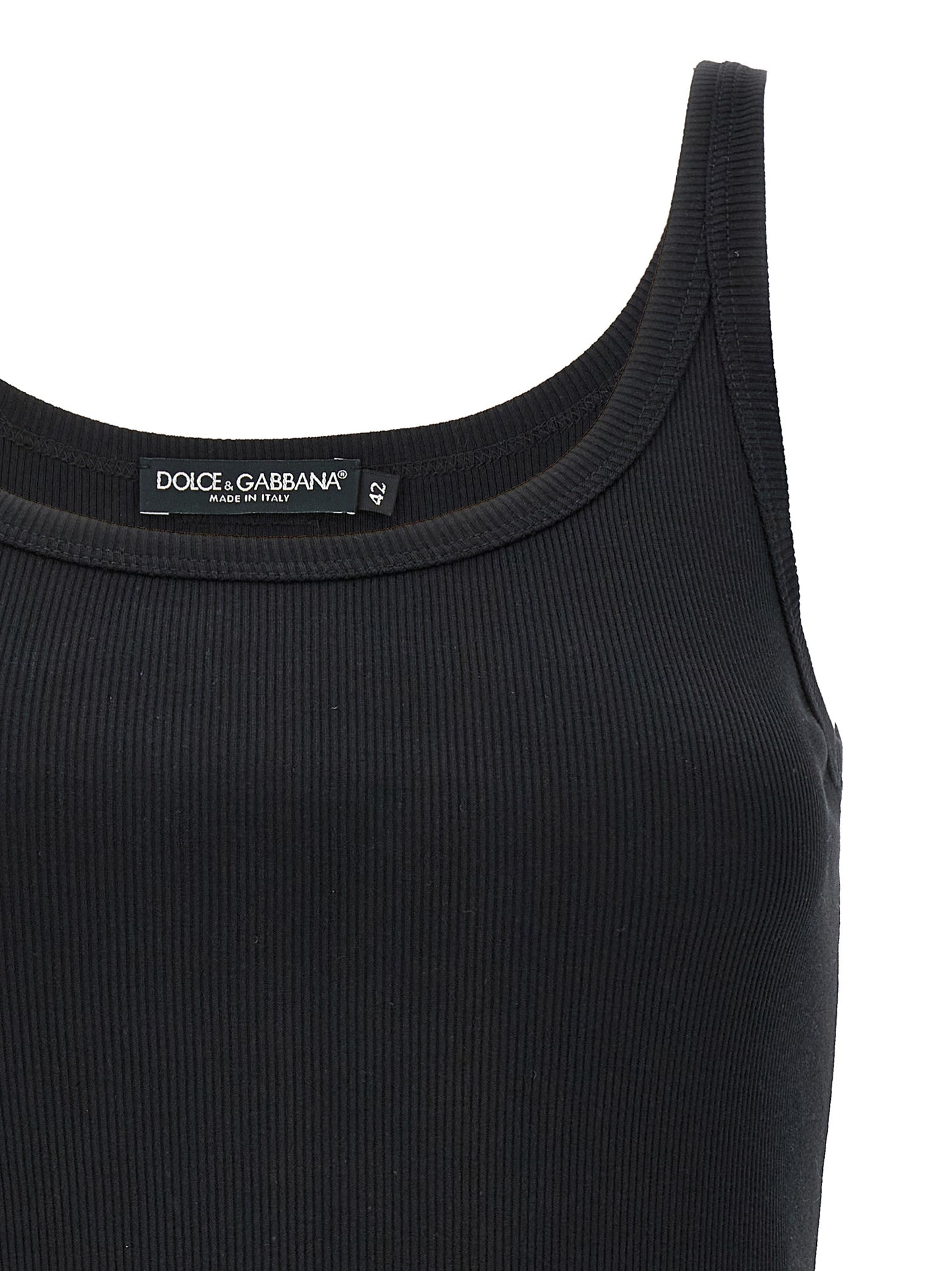 Tank Top by Dolce & Gabbana for women in cotton black showcases a sumptuous silhouette, artfully detailed with a sumptuous scoop neckline and for a truly sumptuous finish.