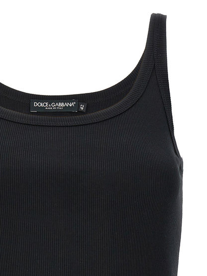 Tank Top by Dolce & Gabbana for women in cotton black showcases a sumptuous silhouette, artfully detailed with a sumptuous scoop neckline and for a truly sumptuous finish.