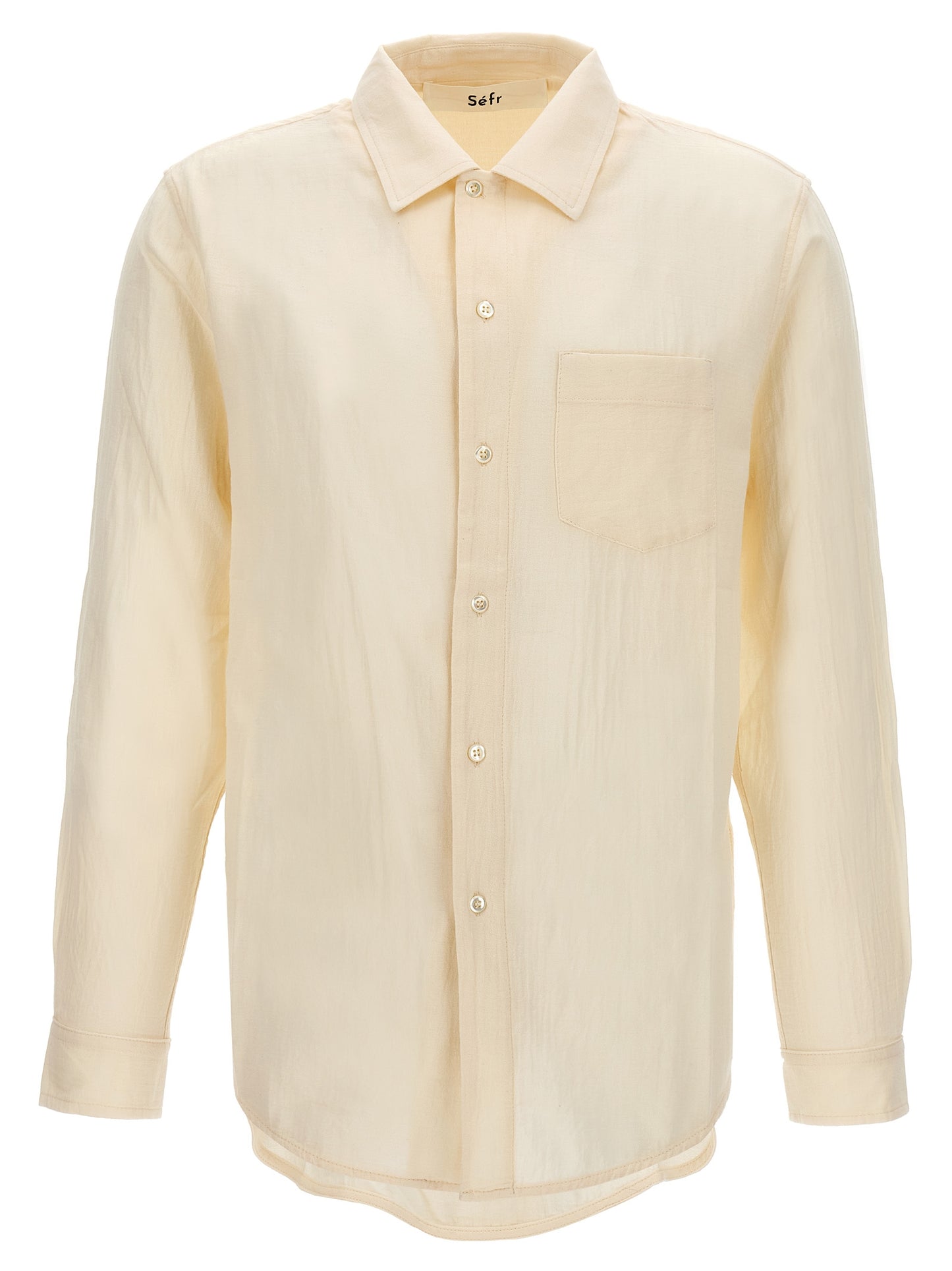 Shirt by SÉFR for men in cotton white presents a discerning silhouette, showcasing a sophisticated and for a truly discerning finish.