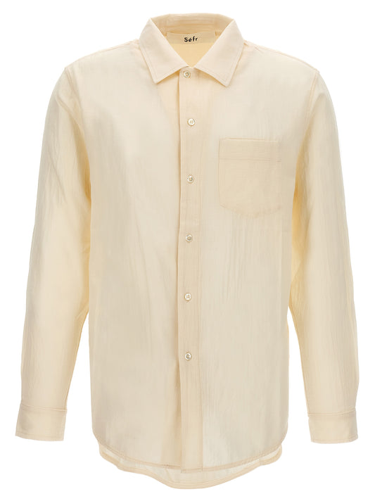 Shirt by SÉFR for men in cotton white presents a discerning silhouette, showcasing a sophisticated and for a truly discerning finish.