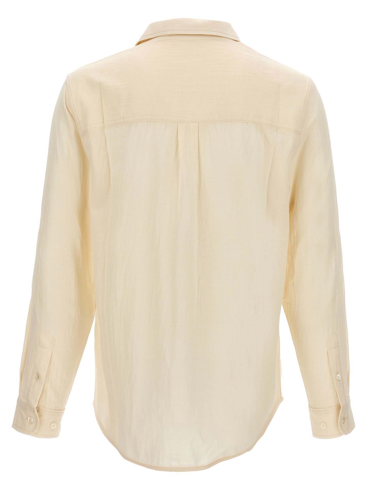 Shirt by SÉFR for men in cotton white showcases a sharp silhouette, elegantly detailed with a sharp and sharp .