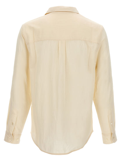 Shirt by SÉFR for men in cotton white showcases a sharp silhouette, elegantly detailed with a sharp and sharp .