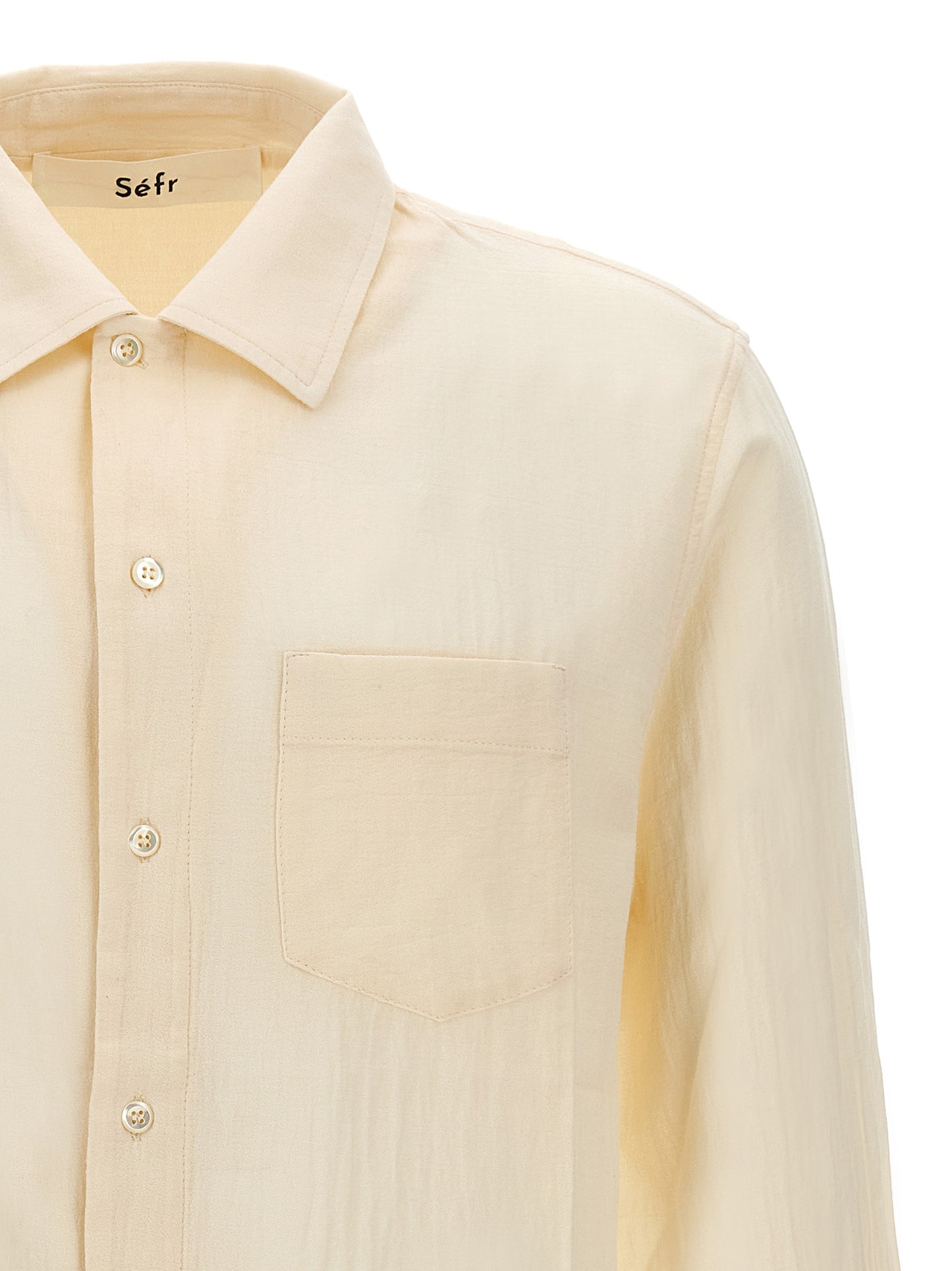 Shirt by SÉFR for men in cotton white showcases a sublime silhouette, artfully detailed with a sublime and for a sophisticated, sublime finish.