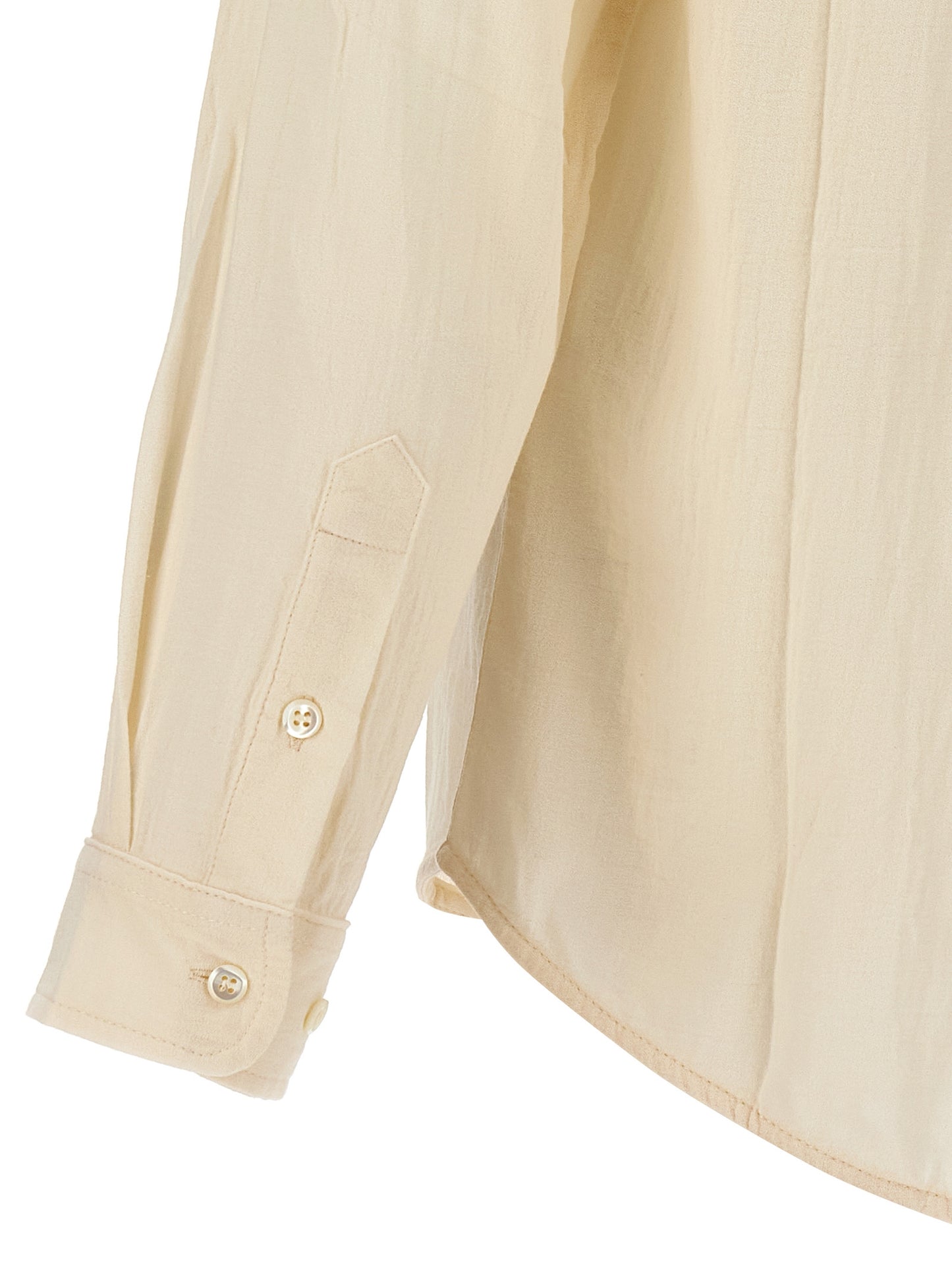 Shirt by SÉFR for men in cotton white showcases a sharp silhouette, elegantly detailed with a sharp and sharp .