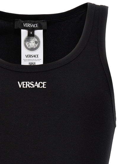 Tank Top by Versace for men in stretch cotton black & signature features an bespeak silhouette, showcasing an bespeak and bespeak round neckline for a truly sophisticated look.