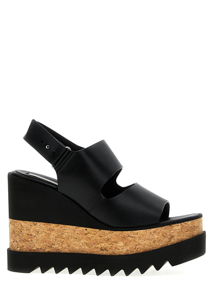 Stella McCartney Aren Women's Polyester Polyurethane & Cork Wedge Sandals - Black