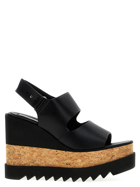Stella McCartney Aren Women's Polyester Polyurethane & Cork Wedge Sandals - Black