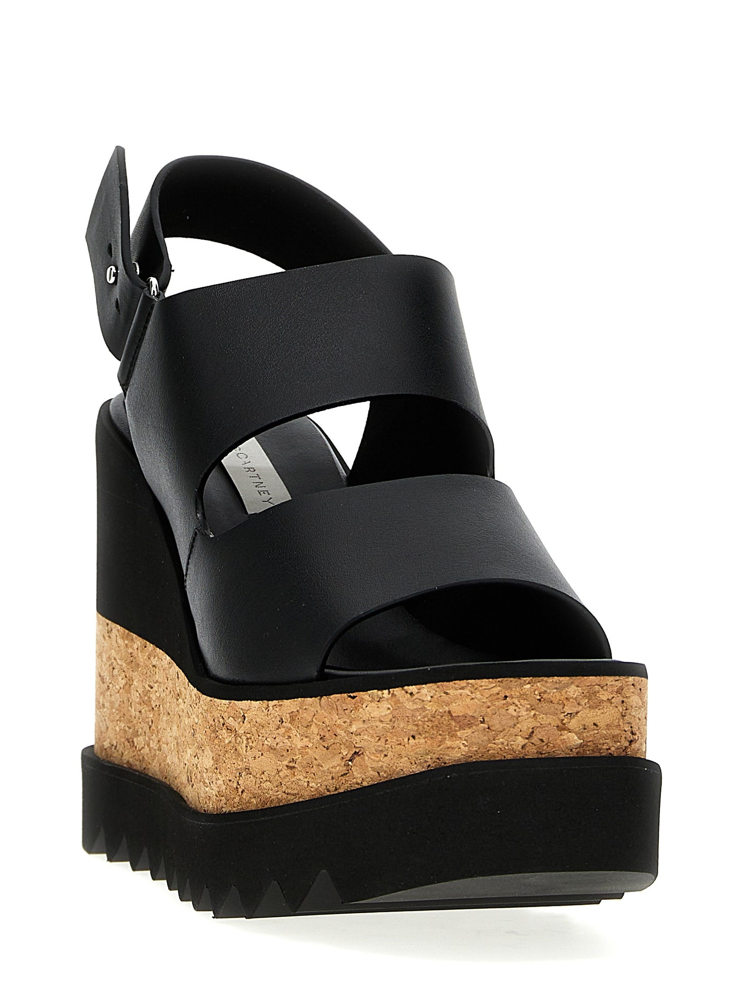 Stella McCartney Aren Women's Polyester Polyurethane & Cork Wedge Sandals - Black