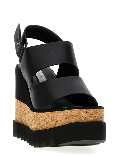 Stella McCartney Aren Women's Polyester Polyurethane & Cork Wedge Sandals - Black