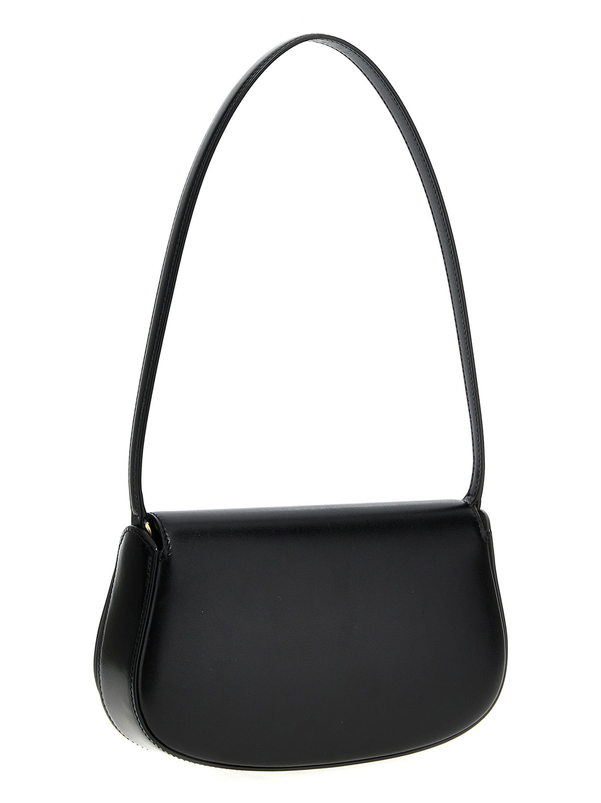 Saint Laurent V Logo Calfskin Leather Mini Shoulder Flap Box Bag - Black