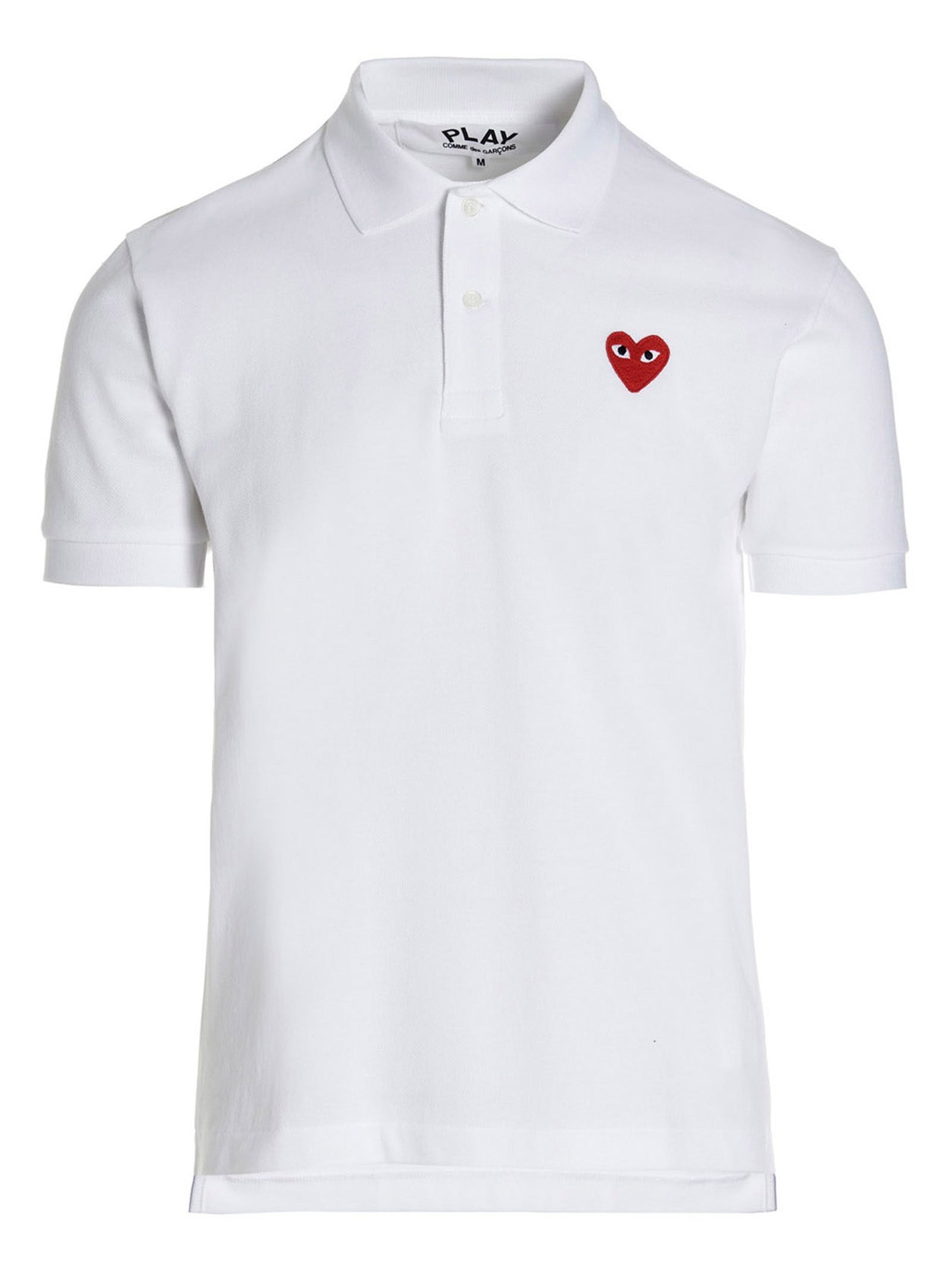 This Polo Shirt by Comme Des Garçons Play for men in cotton white presents a flawless silhouette, showcasing flawless short-sleeve detailing and a refined for a truly flawless aesthetic.
