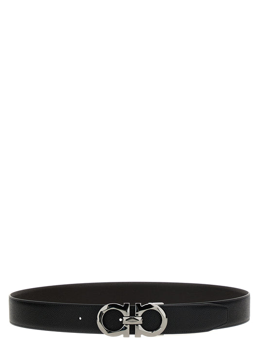 Belt by Ferragamo for men in bos taurus calfskin leather black, brown & multicolor features a bohemian chic silhouette, showcasing the bohemian chic Gancini Bos Taurus Calfskin Leather Belt design with a sophisticated bohemian chic finish.
