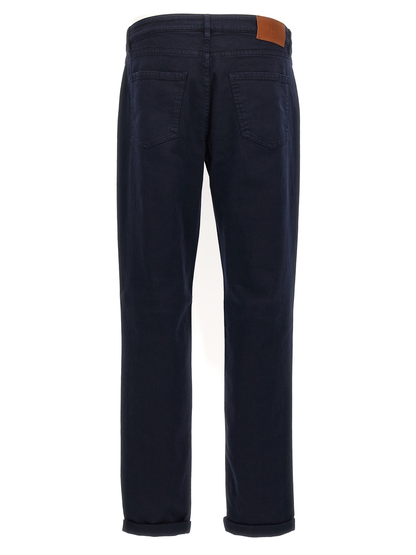 Jeans by Brunello Cucinelli for men in stretch denim cotton blue features a polished silhouette with a polished , reaching a polished long and finished with a polished .