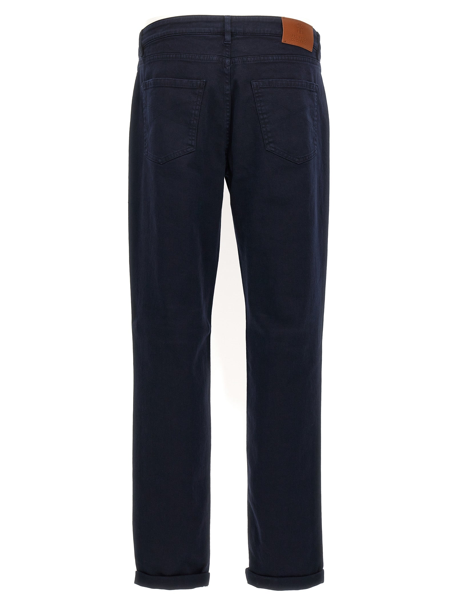 Jeans by Brunello Cucinelli for men in stretch denim cotton blue features a polished silhouette with a polished , reaching a polished long and finished with a polished .